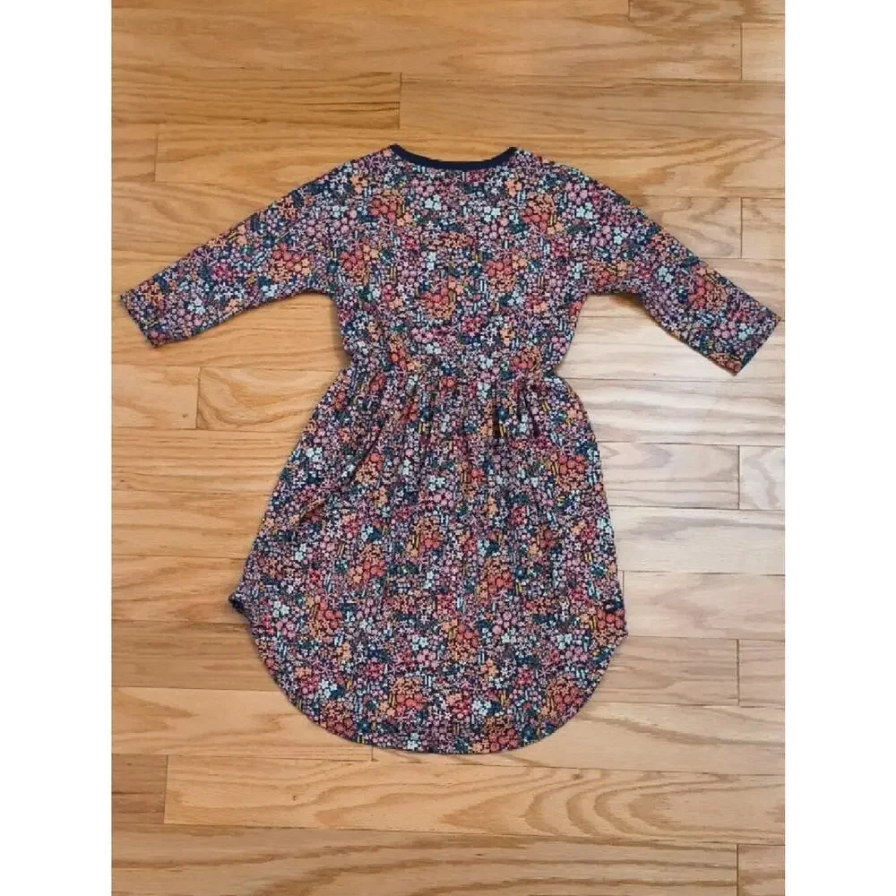 Tea Collection Navy Floral Print Long-Sleeve Dress